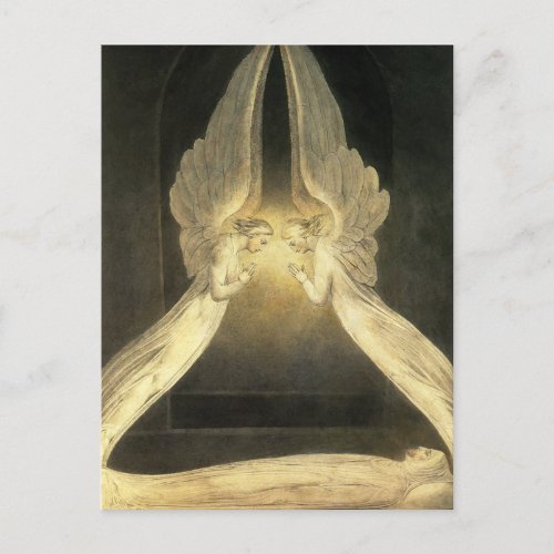 Vintage Angels Hovering Over Jesus Christ Postcard