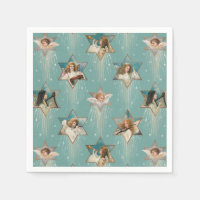 Vintage Angels in Stars with Musical Instruments