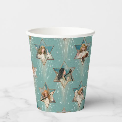 Vintage Angels in Stars with Musical Instruments Paper Cups