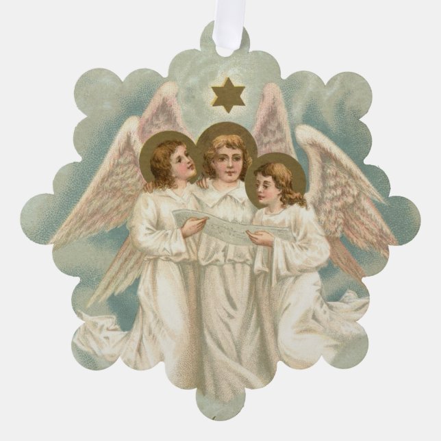 Vintage Angels Paper Ornament Card (Front)