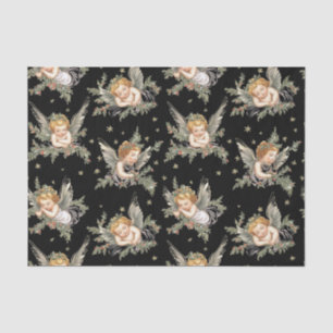 Vintage angels pattern black tissue paper