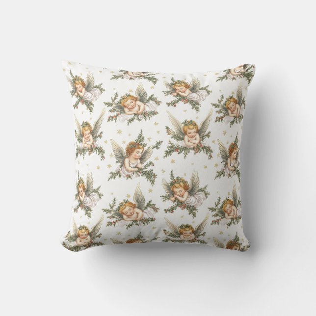 Vintage angels pattern throw pillow (Front)