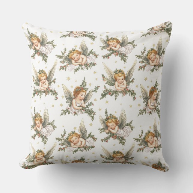 Vintage angels pattern throw pillow (Front)