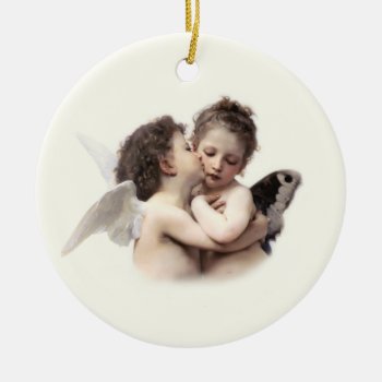Vintage Angels Romantic First Kiss Couple Ceramic Ornament by DP_Holidays at Zazzle