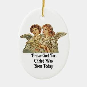 Vintage Angels Singing Ceramic Ornament