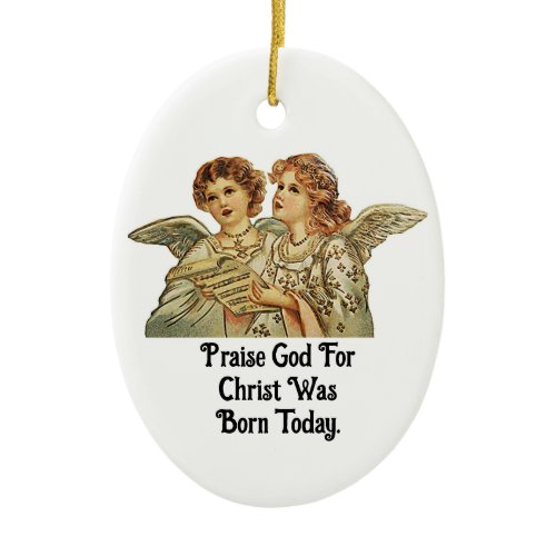 Vintage Angels Singing  Ceramic Ornament
