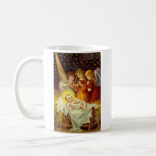 Vintage Angels Visiting the Baby Jesus Coffee Mug