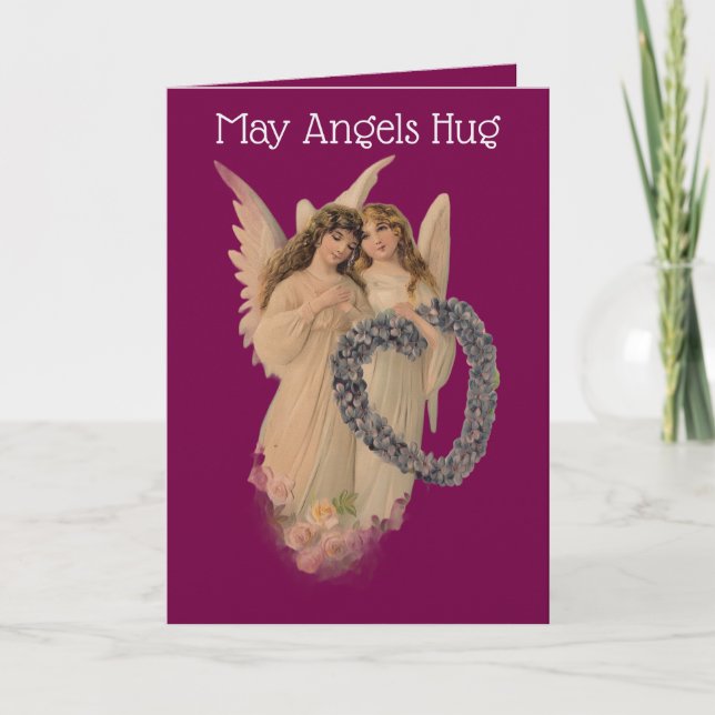 Vintage Angels With Heart Valentine Card (Front)