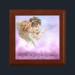 Vintage Angels Wooden Keepsake Box<br><div class="desc">Beautiful, vintage picture of angels in soft pastel coloring graces this small wooden gift box. With the message, "May the angels guide you always, " this would make a lovely gift for Christmas, Birthday, First Communion, Confirmation and more! Use it to hold special jewelry, a rosary and other small keepsakes....</div>