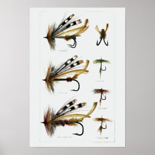 Vintage Angler Fly Fishing Lures Poster