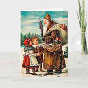 Vintage Angry Brown Robes Santa Holiday Card