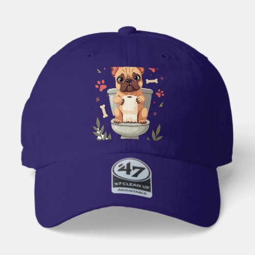 Vintage Angry French Bulldog Holding Toilet Paper  47 Brand Hat