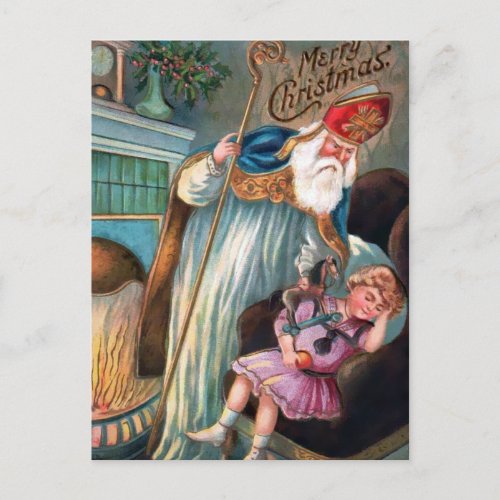 Vintage Angry Santa Christmas Postcard