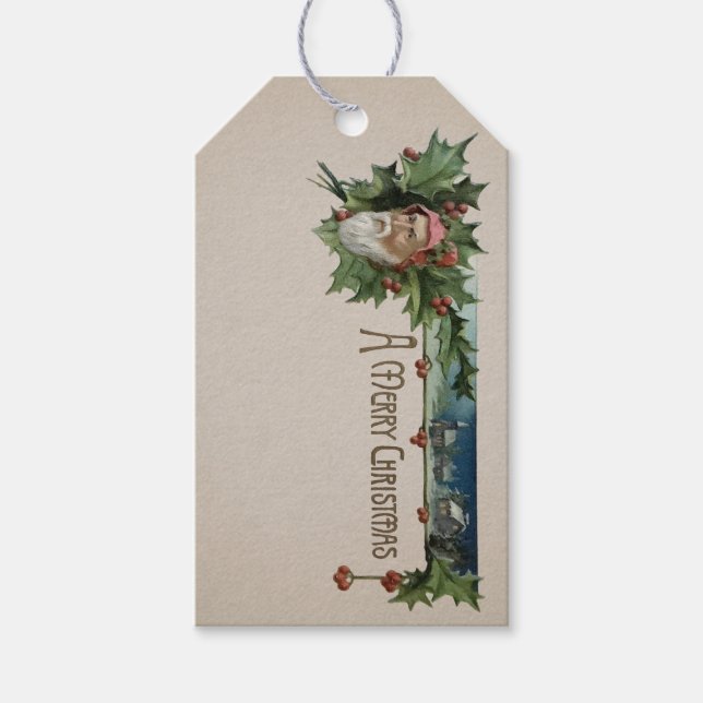 Vintage Angry Santa Gift Tag (Front)