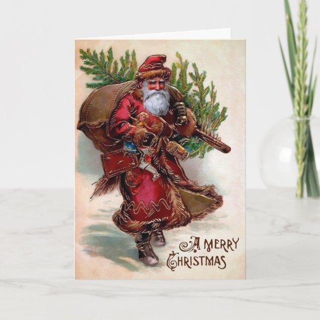 Vintage Angry Santa Holiday Card (Front)