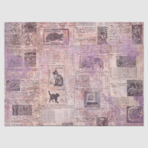 Vintage Animal Catalog with Lavender Decoupage Tissue Paper