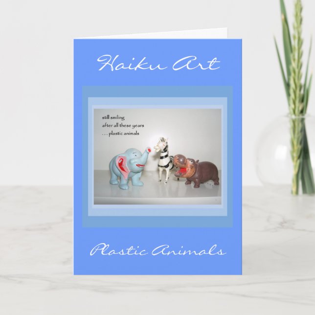 Vintage Animal Customizable Haiku Greeting Card (Front)
