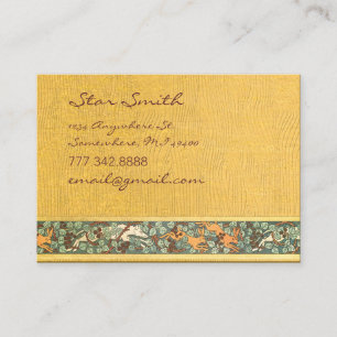 Vintage Animal Hunting Dog and Rabbits Wood Grain Business Card