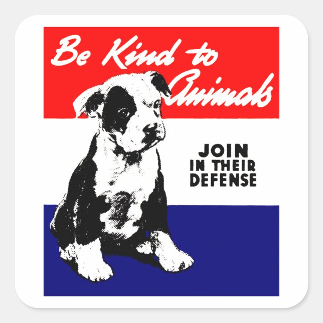 Vintage Animal Kindness Poster Square Sticker (Front)