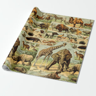 Vintage animal print African wildlife Wrapping Paper
