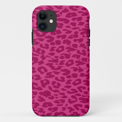 Vintage animal print of leopard Burgundy Red iPhone 11 Case