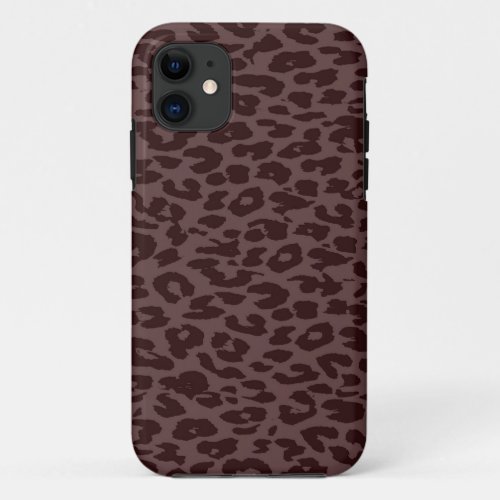 Vintage animal print of leopard Dark Brown iPhone 11 Case