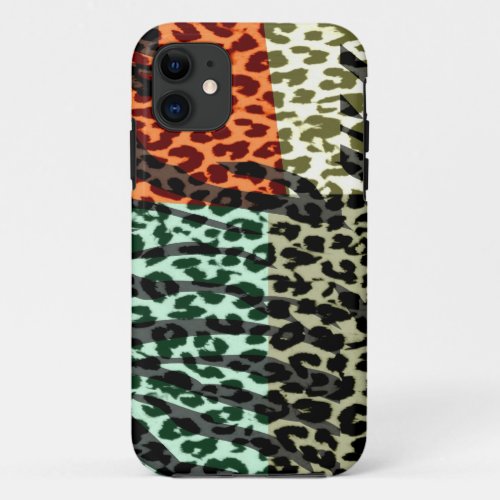 Vintage animal print texture of leopard zebra iPhone 11 case