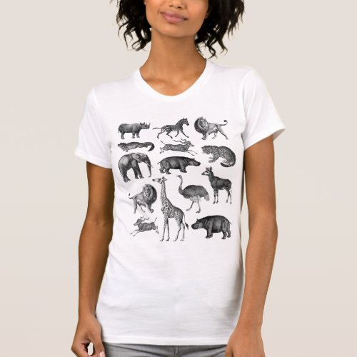 Vintage Animal Safari Illustration T_Shirt