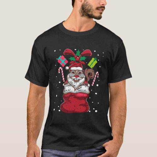 Vintage Animal Xmas Gifts Santa Claus Hat Christma T_Shirt