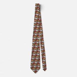 Vintage Animals, Chicken with Baby Chicks on Farm Neck Tie