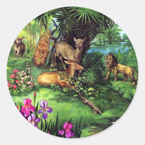 Vintage Animals Classic Round Sticker