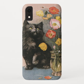Vintage Animals, Cute Victorian Kitten and Flowers iPhone XR Case