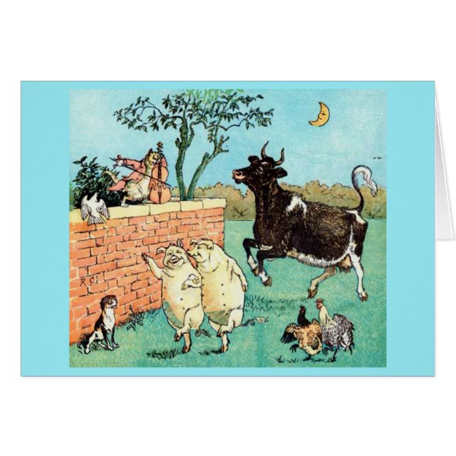 Vintage - Animals Dancing Under the Moon, Cards (Front Horizontal)
