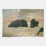 Vintage Animals, Grizzly Bears by Albert Bierstadt Kitchen Towel