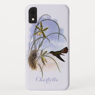 Vintage Animals, Hummingbird Bird Orchid Flowers iPhone XR Case