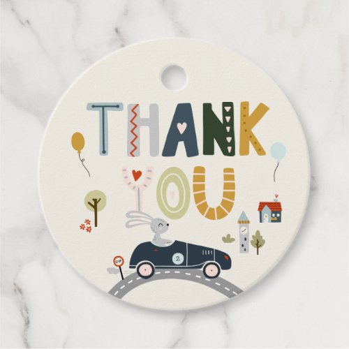 Vintage Animals in Cars Birthday Favor Tags 