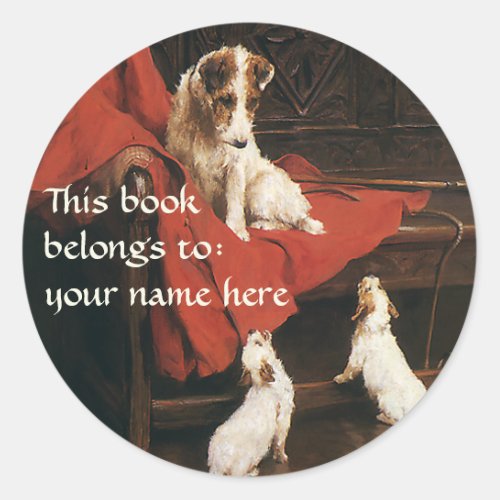 Vintage Animals Jack Russel Terrier Dogs Bookplate