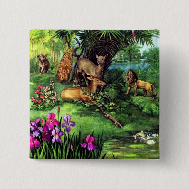 Vintage Animals Pinback Button (Front)