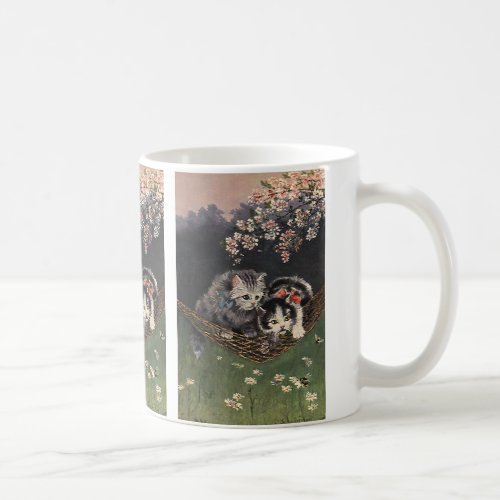 Vintage Animals Tabby Cat or Kittens in a Hammock Coffee Mug