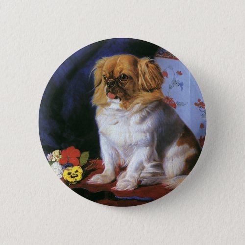 Vintage Animals Toy Pekingese Puppy Dog Button