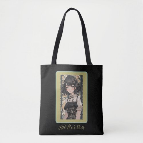 Vintage Anime Little Black Dress LBD Lovers Tote Bag