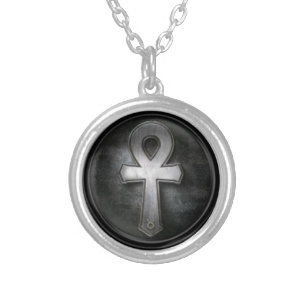 Vintage Ankh Symbol Key of Life Design Silver Plated Necklace