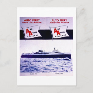 Vintage Ann Arbor Railroad Car Ferry Lake Michigan Postcard