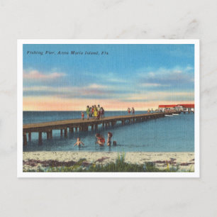 Vintage Anna Maria Island Florida Fishing Pier Postcard