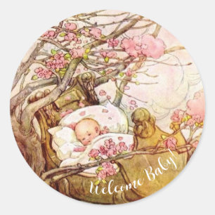 Vintage Anne Anderson Baby in the Tree Top Classic Round Sticker
