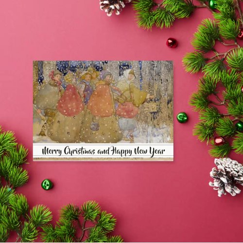 Vintage Annie French Christmas Caroling   Foil Greeting Card
