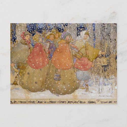 Vintage Annie French Christmas Caroling   Postcard