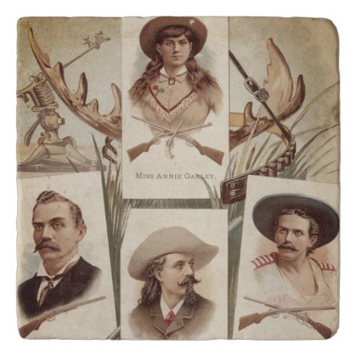 Vintage Annie Oakley and Buffalo Bill Trivet