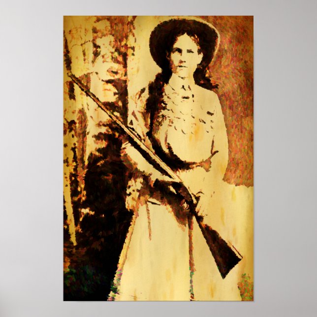 Vintage Annie Oakley Oil Grunge Canvas Print (Front)