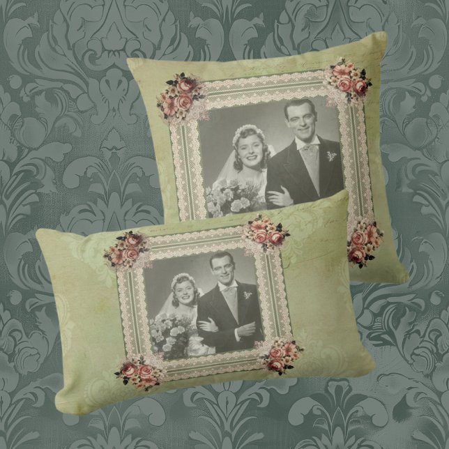 Vintage Anniversary Memory Roses Lace  Lumbar Pillow (Creator Uploaded)